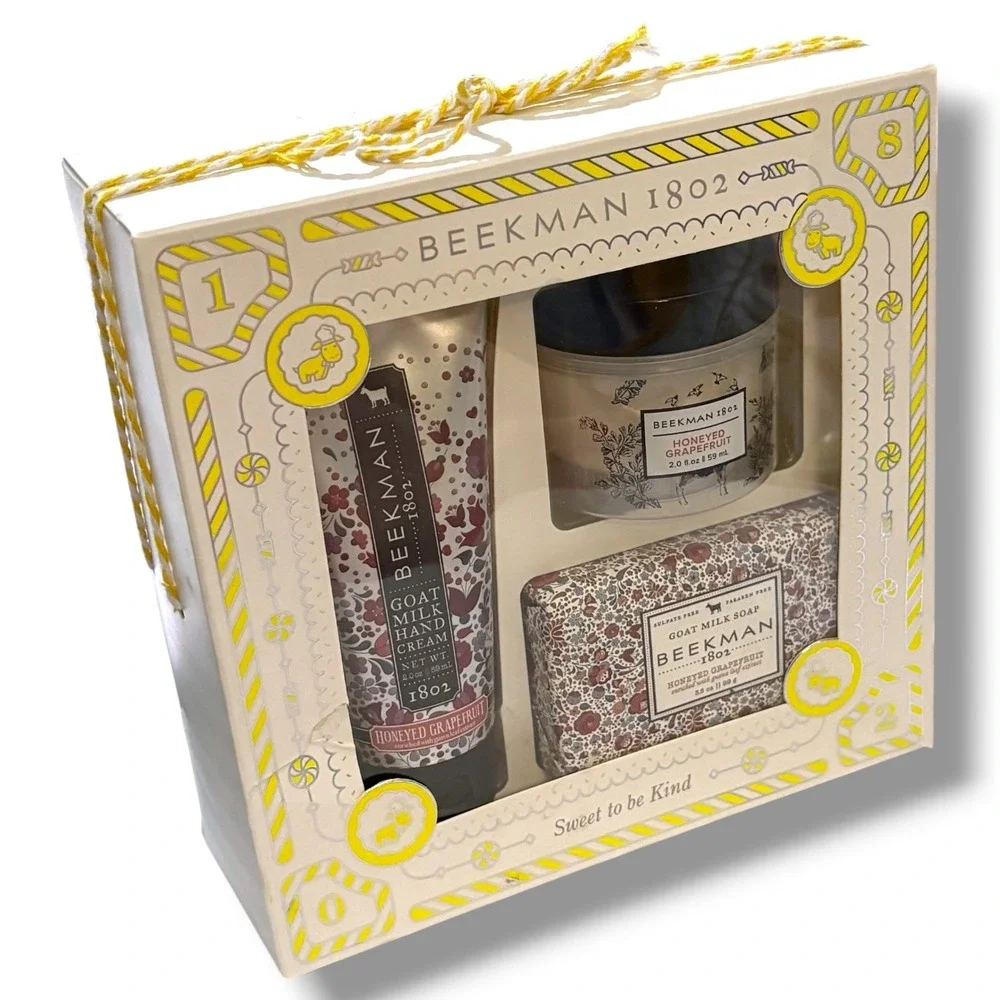 Beekman 1802‎ Honeyed Grapefruit Goat Milk Soap Hand & Body Cream 3pc Gift Set